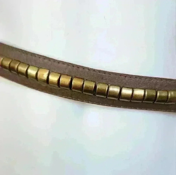 Genuin Leather And Brass 34" Belt Taupe - Picture 4 of 5